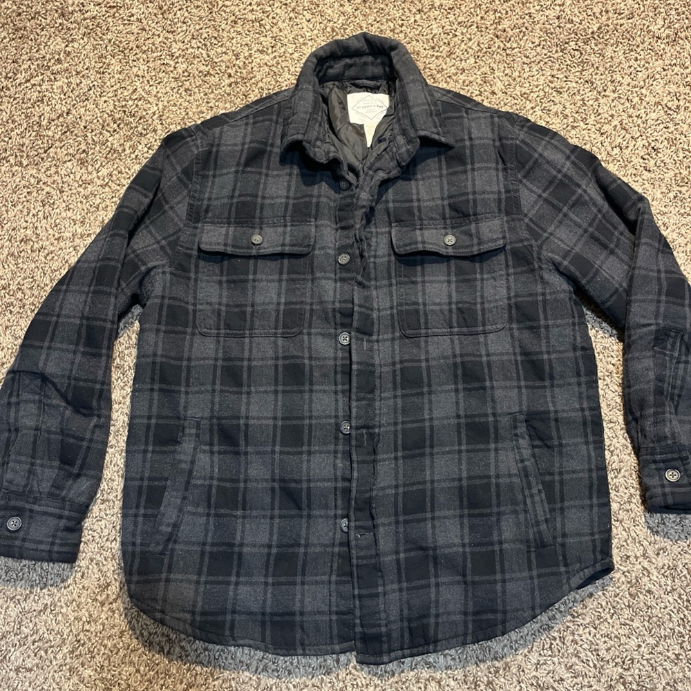 St John’s Bay Lined Men's Flannel Fleece Shirt Jacket  pockets